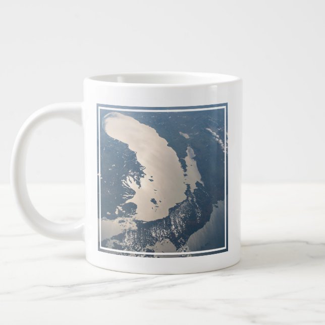 Sunglint Beams Off Lake Michigan Large Coffee Mug (Left)
