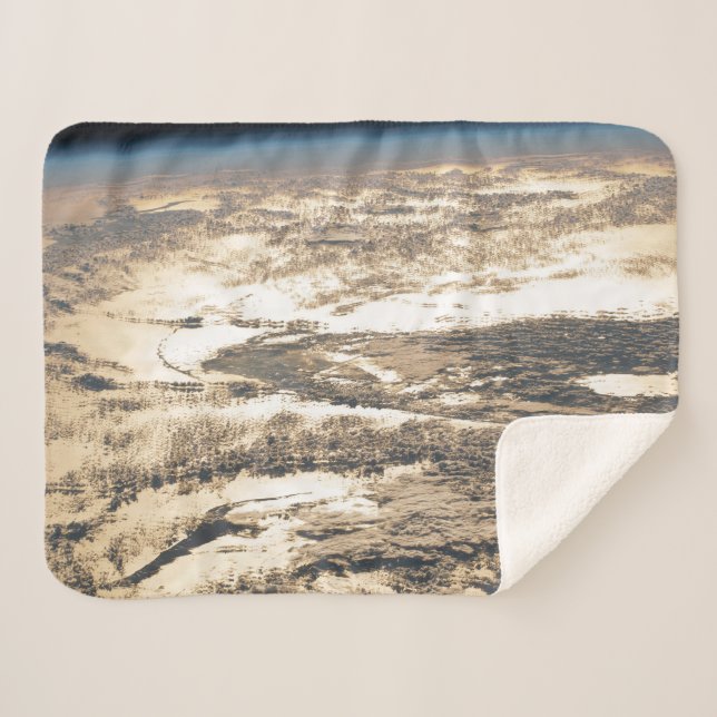 Sunglint Beams Off The Atlantic Ocean Sherpa Blanket (Front (Horizontal))