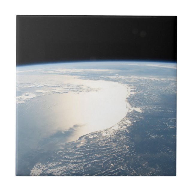 Sunglint Reflects Off The Gulf Of Mexico Ceramic Tile (Front)