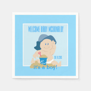 Sunhat Beach Baby Napkins / Blue Hat / Boy