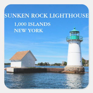 Sunken Rock Lighthouse, New York Square Sticker