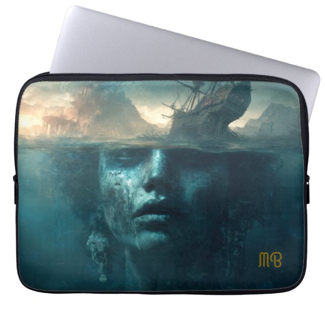 Sunken Secrets Mythic Ocean Depths Art Laptop Sleeve (Front)