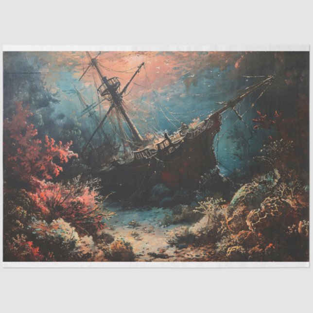 Sunken Ship Nautical Decoupage Tissue Paper (Front)