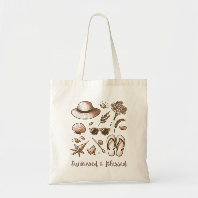 Sunkissed and Blessed Line Tote Bag (Front)
