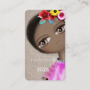 Sunkissed brown afroamerican huge eyes cute eyes business card