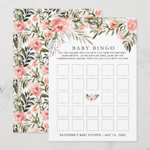 Sunkissed Summer Floral Baby Shower Bingo Invitation