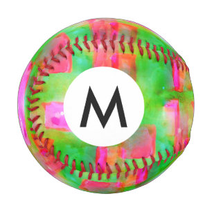 Sunlight abstract painted yellow, pink baseball