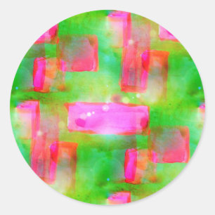 Sunlight abstract painted yellow, pink classic round sticker