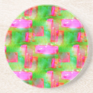 Sunlight abstract painted yellow, pink coaster