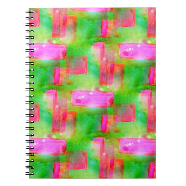 Sunlight abstract painted yellow, pink notebook (Front)