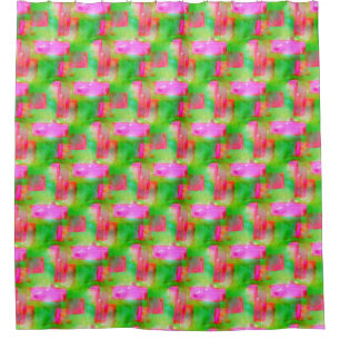Sunlight abstract painted yellow, pink shower curtain