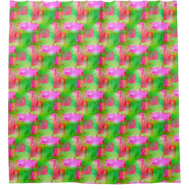Sunlight abstract painted yellow, pink shower curtain (Front)