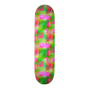 Sunlight abstract painted yellow, pink skateboard