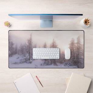 Sunlight and spruce forest desk mat