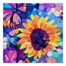Sunlight & Butterflies Sunflower Canvas Art