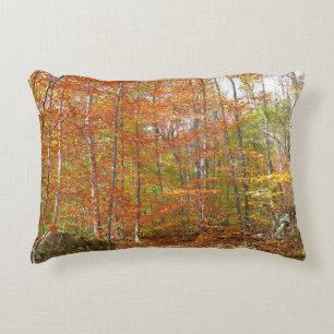 Sunlight Dappled Fall Trail at Laurel Hill Park Decorative Cushion