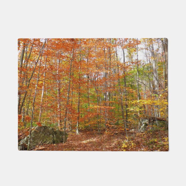 Sunlight Dappled Fall Trail at Laurel Hill Park Doormat (Front)
