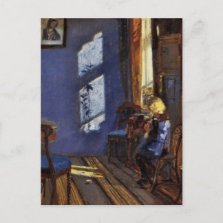 Sunlight in the blue room art by Anna Ancher Postcard