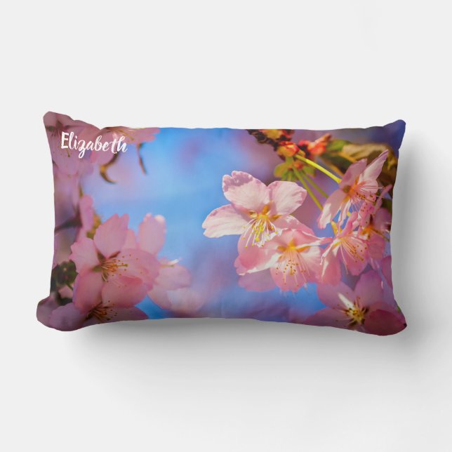 Sunlight On Sakura Flowers Lumbar Cushion (Front)