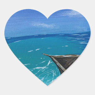 Sunlight on the Sea - handmade artwork Heart Sticker