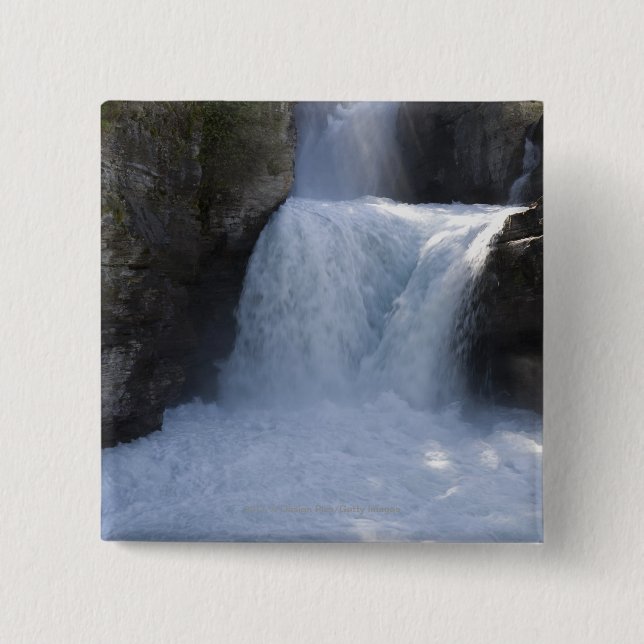 Sunlight On Waterfalls On The Side Of A Mountain 15 Cm Square Badge (Front)