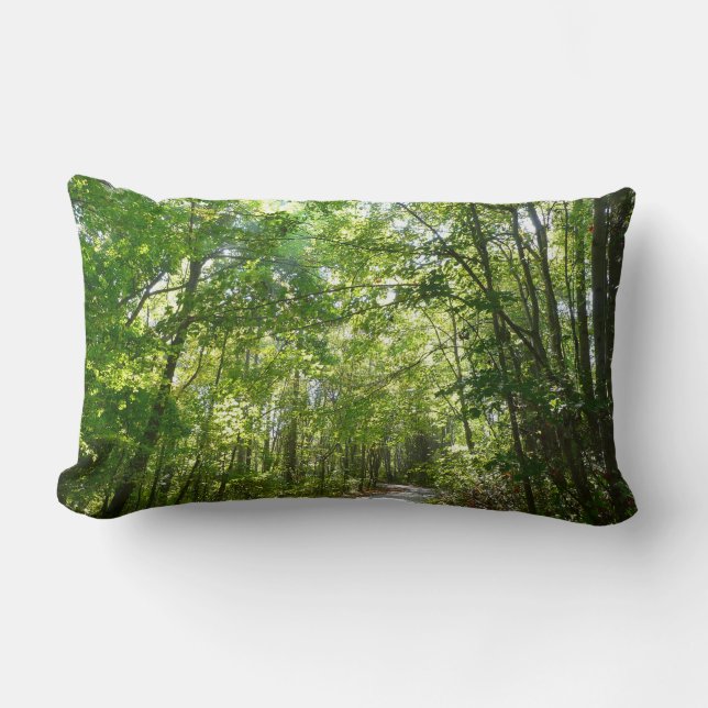 Sunlight on Wooded Path at Centennial Park Lumbar Cushion (Front)