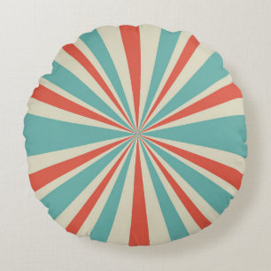Sunlight retro horizontal background. Pale red and Round Cushion