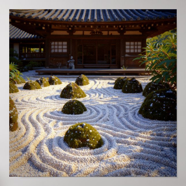 Sunlight & Shadows - Raked Gravel Zen Garden Poster (Front)