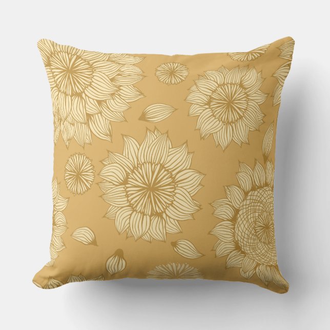 Sunlight Stillness in Warm Amber Cushion (Front)