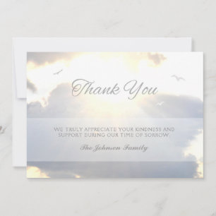 Sunlight Streams & Clouds Thank You Photo Memorial Announcement