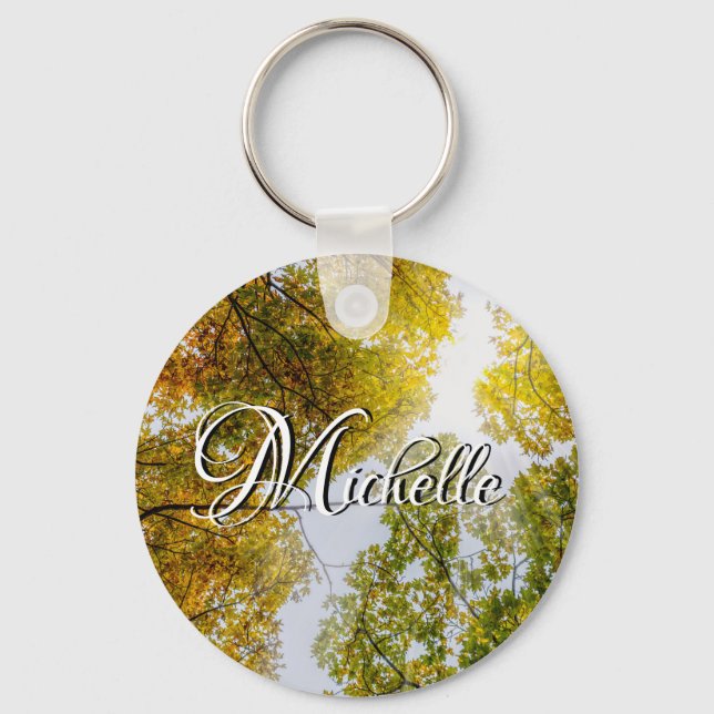 Sunlight Through Autumn Sugar Maples Keychain (Front)