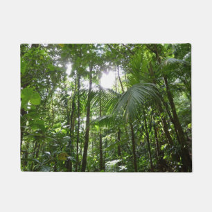 Sunlight Through Rainforest Canopy Tropical Green Doormat