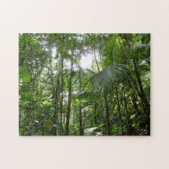 Sunlight Through Rainforest Canopy Tropical Green Jigsaw Puzzle (Horizontal)