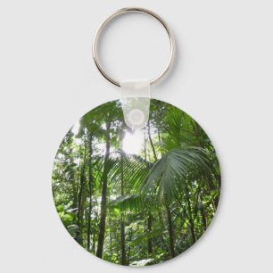 Sunlight Through Rainforest Canopy Tropical Green Key Ring