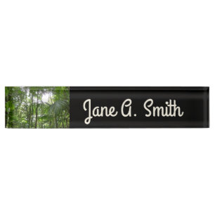 Sunlight Through Rainforest Canopy Tropical Green Nameplate