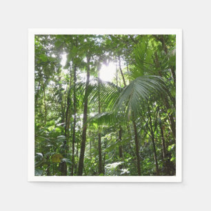 Sunlight Through Rainforest Canopy Tropical Green Napkin
