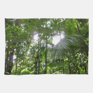 Sunlight Through Rainforest Canopy Tropical Green Tea Towel