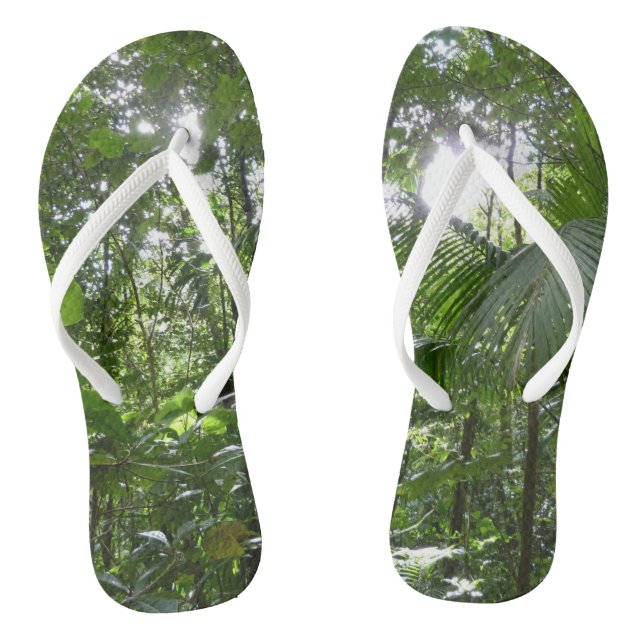 Sunlight Through Rainforest Canopy Tropical Green Thongs (Footbed)