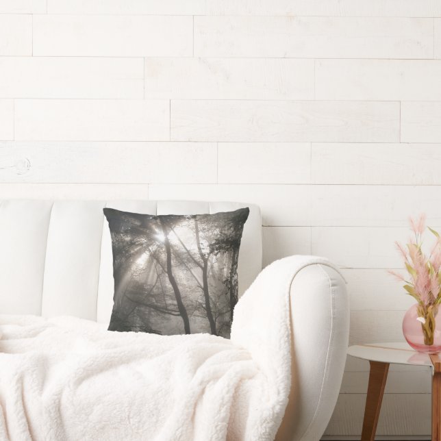 Sunlight Through Trees Dark Woodland Cushion (Couch)