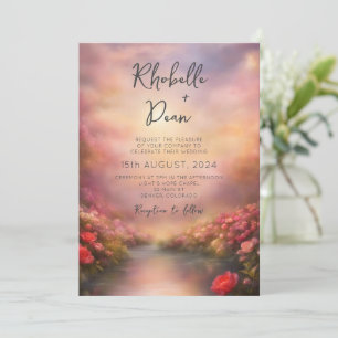 Sunlight whispers through flowers painting wedding invitation