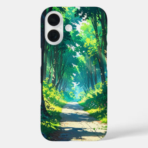 Sunlit Anime Summer Forest Path iPhone 16 Case