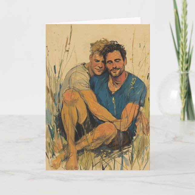 Sunlit Beach Embrace Card (Front)