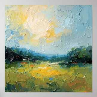 Sunlit Beach with Trees – Square Poster, Vibrant W Poster