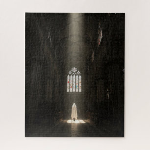 Sunlit Being in Ancient Mysterious Cathedral Jigsaw Puzzle