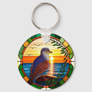 Sunlit Bird Mosaic For Nature Lovers Gift Key Ring