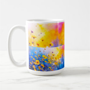 Sunlit Bloom Abstract Panels Coffee Mug