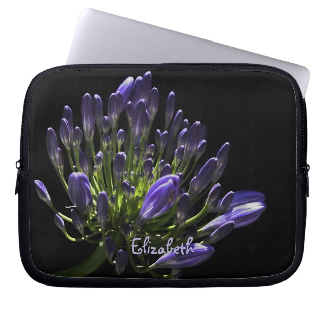 Sunlit Blooming Purple Agapanthus, African Lily Laptop Sleeve (Front)