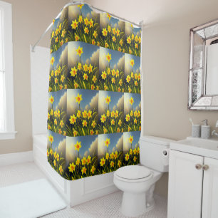 Sunlit Blooms: Golden Daffodils in Full Glory  Shower Curtain