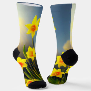 Sunlit Blooms: Golden Daffodils in Full Glory Socks