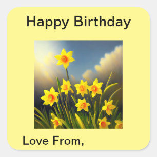 Sunlit Blooms: Golden Daffodils in Full Glory  Square Sticker